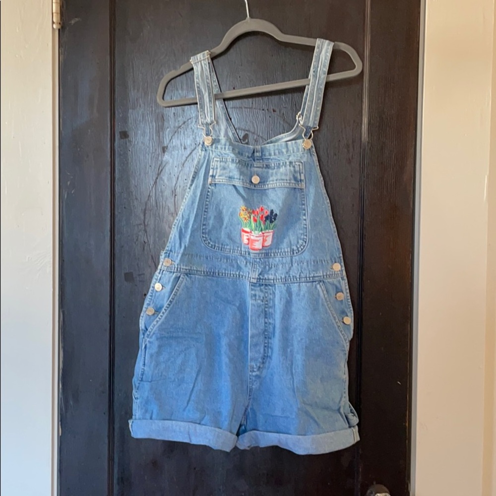 Embroidered Overall Shorts